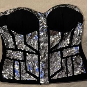 Body Central absolutely stunning Black and Silver Sequin Bustier